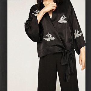 Zara bird embroidered kimono
